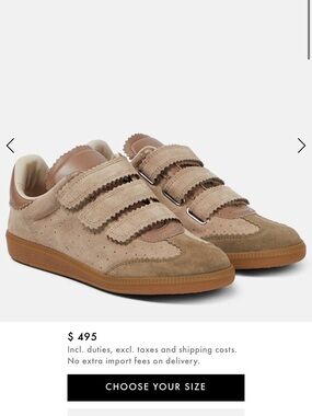 Isabel Marant Beige and Tan Suede Velcro Sneakers